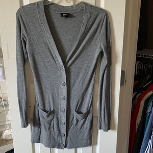 Patch Pocket Cardigan Duster (Mossimo Supply Co. Charcoal Button-Front Cardigan)
